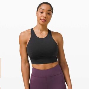 Lululemon Wunder Train Long-Line Bra *Medium Support, C/D Cups 8 Heathered Black